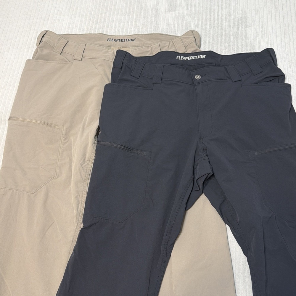Lot 2 Duluth 40x30 Black tan Flexpedition Relaxed Fit Tech Mens Cargo Pants
